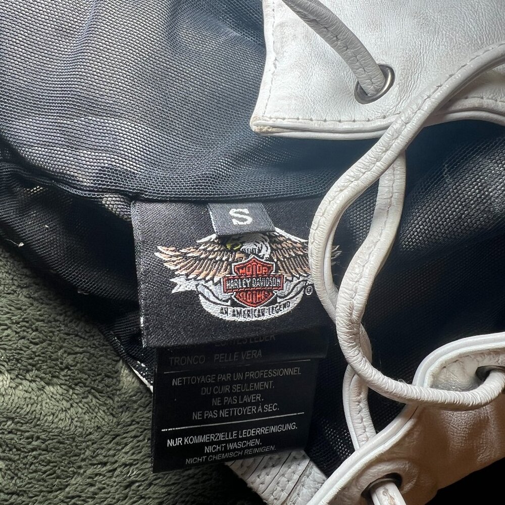 90's Vintage Harley Davidson White Leather Halter Top - Picture 7 of 7